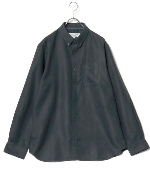 MARUKAWA(マルカワ)の「2026AW Polyester pique fabric ピケ織り 無地 長袖ボタンダウンシャツ(シャツ/ブラウス・メンズ・チャコール/サックスブルー/ベージュ/ブラック・M/L/LL)」の7枚目の写真