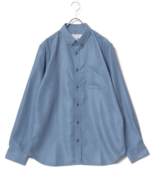 MARUKAWA(マルカワ)の「2026AW Polyester pique fabric ピケ織り 無地 長袖ボタンダウンシャツ(シャツ/ブラウス・メンズ・チャコール/サックスブルー/ベージュ/ブラック・M/L/LL)」の9枚目の写真