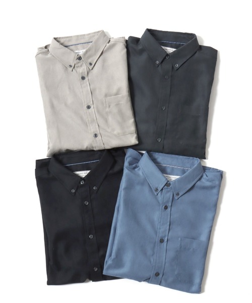 MARUKAWA(マルカワ)の「2026AW Polyester pique fabric ピケ織り 無地 長袖ボタンダウンシャツ(シャツ/ブラウス・メンズ・チャコール/サックスブルー/ベージュ/ブラック・M/L/LL)」の18枚目の写真