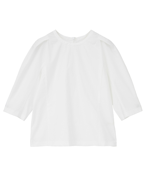 martinique(マルティニーク)の「パフショルダーコンビプルオーバー(Tシャツ/カットソー・レディース・ホワイト/ブラック/ブラウン・FREE)」の1枚目の写真
