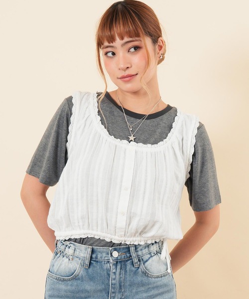 anap mimpi（アナップミンピ）の「ノースリーブクロップドブラウス（シャツ/ブラウス・レディース・ホワイト・F）」の2枚目の写真