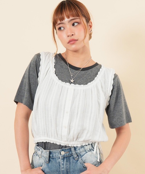 anap mimpi（アナップミンピ）の「ノースリーブクロップドブラウス（シャツ/ブラウス・レディース・ホワイト・F）」の3枚目の写真