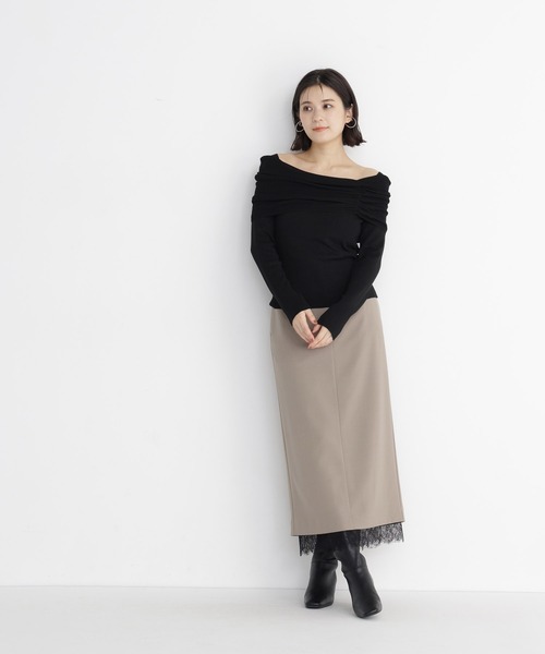 NATURAL BEAUTY BASIC(ナチュラルビューティーベーシック)の「レースヘムナロースカート(スカート・レディース・ベージュ/チャコールグレー・SMALL/MEDIUM)」の18枚目の写真