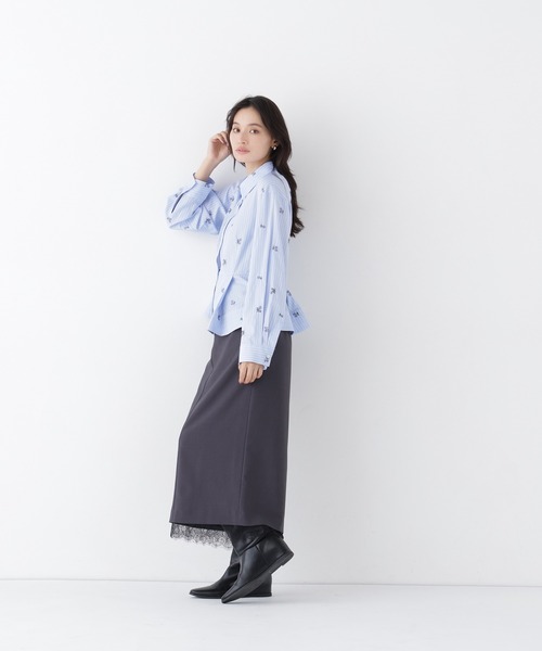 NATURAL BEAUTY BASIC(ナチュラルビューティーベーシック)の「レースヘムナロースカート(スカート・レディース・ベージュ/チャコールグレー・SMALL/MEDIUM)」の20枚目の写真