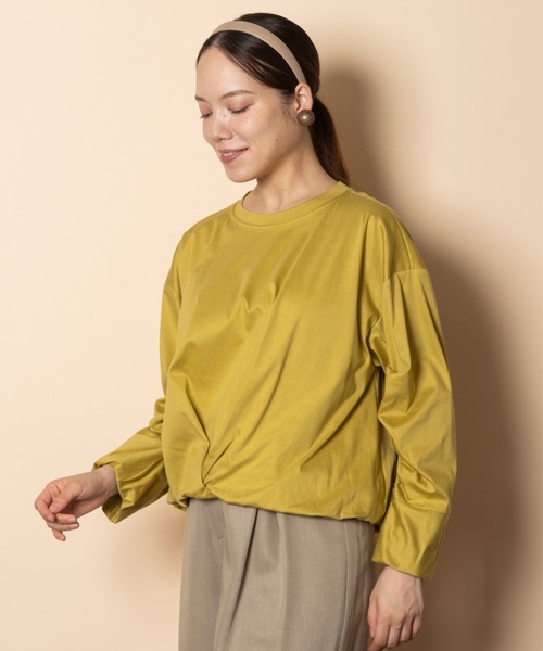 RESPEC(リスペック)の「オーガニックコットン バルーントップス(Tシャツ/カットソー・レディース・オフホワイト/チャコールグレー/オリーブ・MEDIUM)」の3枚目の写真