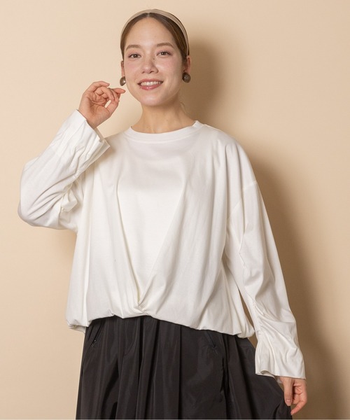 RESPEC(リスペック)の「オーガニックコットン バルーントップス(Tシャツ/カットソー・レディース・オフホワイト/チャコールグレー/オリーブ・MEDIUM)」の4枚目の写真