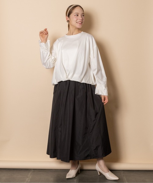 RESPEC(リスペック)の「オーガニックコットン バルーントップス(Tシャツ/カットソー・レディース・オフホワイト/チャコールグレー/オリーブ・MEDIUM)」の10枚目の写真