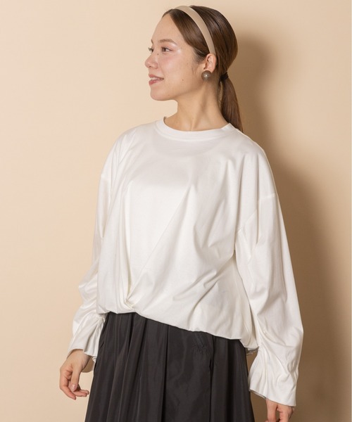 RESPEC(リスペック)の「オーガニックコットン バルーントップス(Tシャツ/カットソー・レディース・オフホワイト/チャコールグレー/オリーブ・MEDIUM)」の9枚目の写真