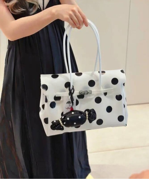 LA VORAGINE(ラ ヴォラジネ)の「ジェリートートバッグjelly bag(トートバッグ・レディース・ブルー/Black/ブラック系・M)」の7枚目の写真