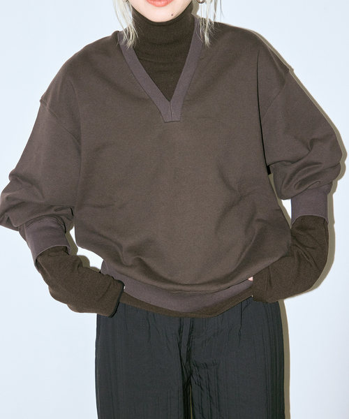 CITYSHOP(シティーショップ)の「《追加3》V-NECK スウェット(スウェット・レディース・ブラウン/グレー・FREE)」の12枚目の写真