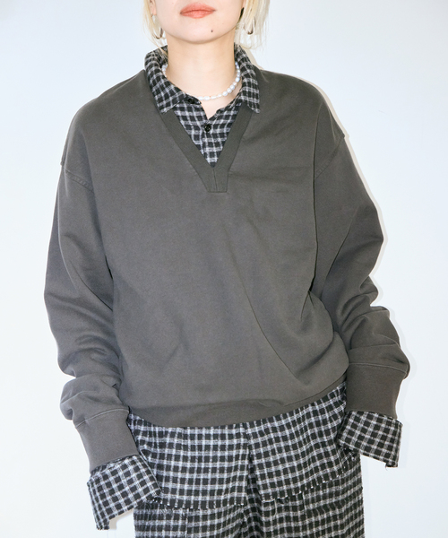 CITYSHOP(シティーショップ)の「《追加3》V-NECK スウェット(スウェット・レディース・ブラウン/グレー・FREE)」の18枚目の写真