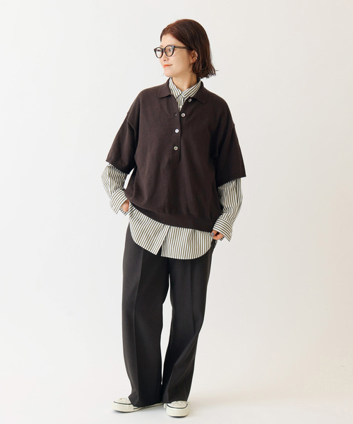 Spick & Span(スピックアンドスパン)の「ハーフスリーブポロシャツニット(ニット/セーター・レディース・ブラウン/チャコールグレー・FREE)」の5枚目の写真