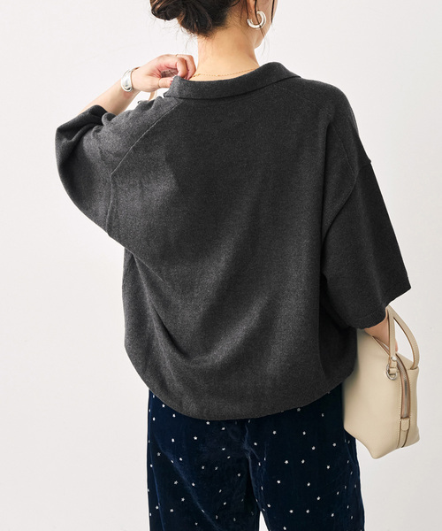 Spick & Span(スピックアンドスパン)の「ハーフスリーブポロシャツニット(ニット/セーター・レディース・ブラウン/チャコールグレー・FREE)」の8枚目の写真