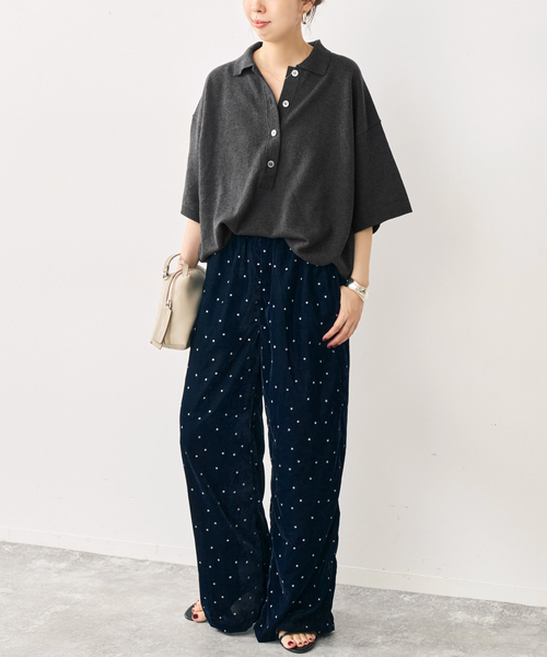 Spick & Span(スピックアンドスパン)の「ハーフスリーブポロシャツニット(ニット/セーター・レディース・ブラウン/チャコールグレー・FREE)」の9枚目の写真