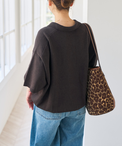 Spick & Span(スピックアンドスパン)の「ハーフスリーブポロシャツニット(ニット/セーター・レディース・ブラウン/チャコールグレー・FREE)」の13枚目の写真