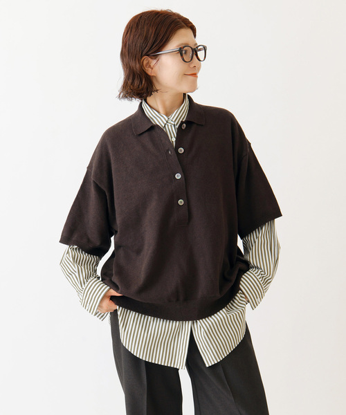 Spick & Span(スピックアンドスパン)の「ハーフスリーブポロシャツニット(ニット/セーター・レディース・ブラウン/チャコールグレー・FREE)」の15枚目の写真