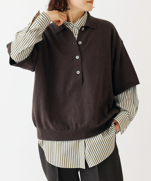 Spick & Span(スピックアンドスパン)の「ハーフスリーブポロシャツニット(ニット/セーター・レディース・ブラウン/チャコールグレー・FREE)」の16枚目の写真