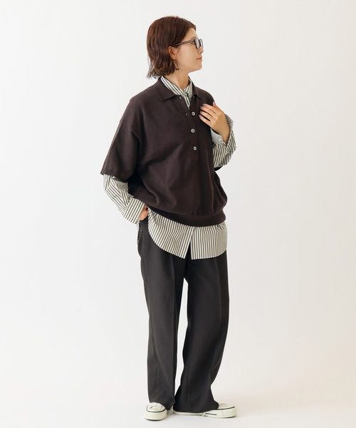 Spick & Span(スピックアンドスパン)の「ハーフスリーブポロシャツニット(ニット/セーター・レディース・ブラウン/チャコールグレー・FREE)」の18枚目の写真