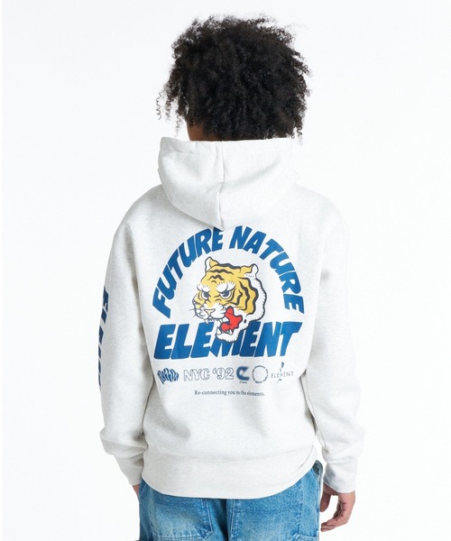 ELEMENT（エレメント）の「ELEMENT メンズ TIGER HOOD パーカー 【2026年秋冬モデル】/エレメントバック袖プリント裏起毛フーディー（パーカー・メンズ・ブラック系その他/ホワイト系その他/ネイビー・X-LARGE/LARGE/MEDIUM）」の2枚目の写真