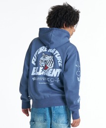 ELEMENT メンズ TIGER HOOD パーカー 【2026年秋冬モデル】/エレメントバック袖プリント裏起毛フーディー
