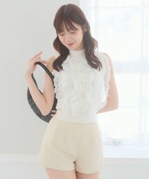キラキラチュールフリルノースリニット