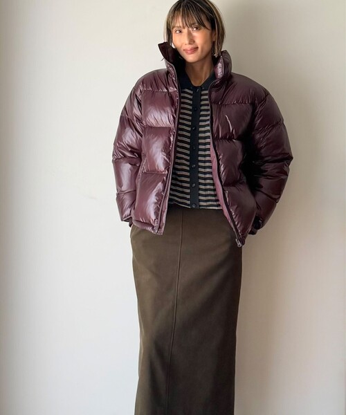 Demi-Luxe BEAMS(デミルクス ビームス)の「【別注】エディター坪田あさみ × WOOLRICH × Demi-Luxe BEAMS / パッカブル コクーン ダウンブルゾン(ブルゾン・レディース・パープル/ダークブラウン・ONE SIZE)」の5枚目の写真