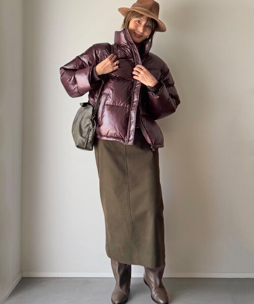 Demi-Luxe BEAMS(デミルクス ビームス)の「【別注】エディター坪田あさみ × WOOLRICH × Demi-Luxe BEAMS / パッカブル コクーン ダウンブルゾン(ブルゾン・レディース・パープル/ダークブラウン・ONE SIZE)」の6枚目の写真