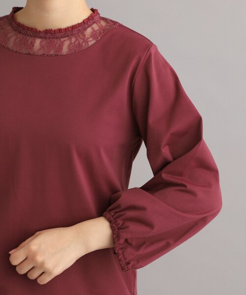 LAURA ASHLEY(ローラアシュレイ)の「フリルレース衿バルーンスリーブカットソー(Tシャツ/カットソー・レディース・アイボリー/ボルドー/ブラック・38)」の6枚目の写真