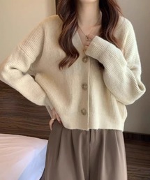 【6色展開】ふんわりやわらかニットカーディガン シンプルで着回し力抜群!Vネックショート丈カーディガン秋冬
