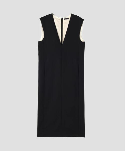 YLEVE(イレーヴ)の「YLEVE / WOOL MOHAIR GABA x VISCOSE COTTON SATIN ONE PIECE(ワンピース・レディース・ブラック・1)」の1枚目の写真