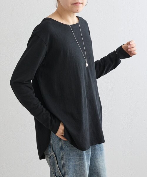 BEARDSLEY(ビアズリー)の「ムラ糸コットンTシャツ(Tシャツ/カットソー・レディース・ホワイト/ブラック・FREE)」の2枚目の写真
