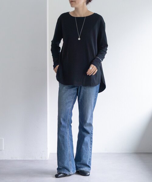BEARDSLEY(ビアズリー)の「ムラ糸コットンTシャツ(Tシャツ/カットソー・レディース・ホワイト/ブラック・FREE)」の3枚目の写真