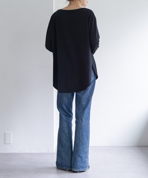 BEARDSLEY(ビアズリー)の「ムラ糸コットンTシャツ(Tシャツ/カットソー・レディース・ホワイト/ブラック・FREE)」の5枚目の写真