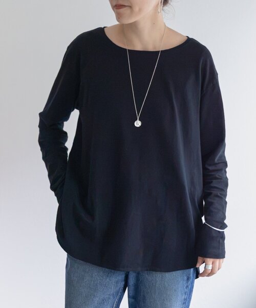 BEARDSLEY(ビアズリー)の「ムラ糸コットンTシャツ(Tシャツ/カットソー・レディース・ホワイト/ブラック・FREE)」の6枚目の写真