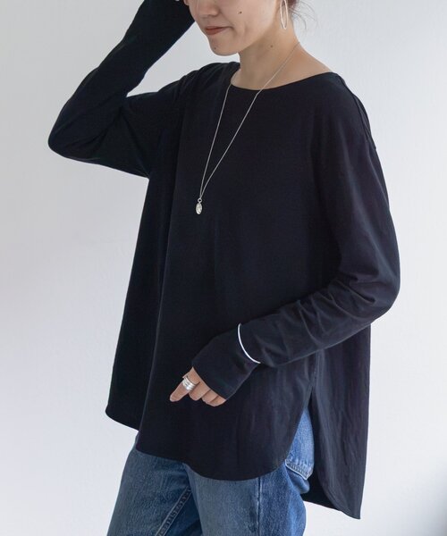 BEARDSLEY(ビアズリー)の「ムラ糸コットンTシャツ(Tシャツ/カットソー・レディース・ホワイト/ブラック・FREE)」の7枚目の写真