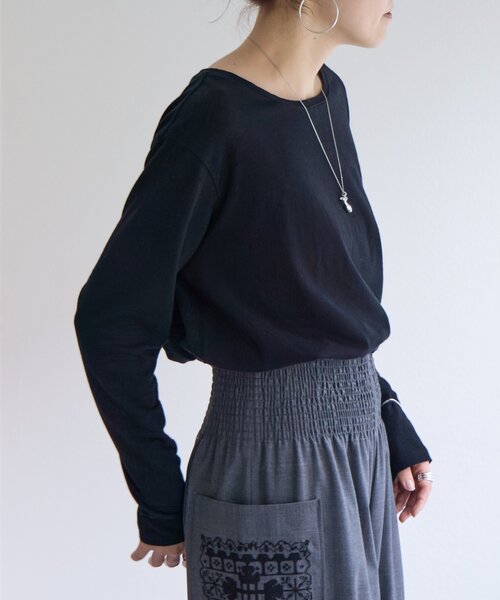 BEARDSLEY(ビアズリー)の「ムラ糸コットンTシャツ(Tシャツ/カットソー・レディース・ホワイト/ブラック・FREE)」の12枚目の写真