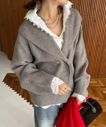 ショールカラーニットジャケット