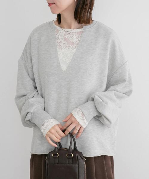 ITEMS URBANRESEARCH(アイテムズ アーバンリサーチ)の「キーネックスウェット(スウェット・レディース・ホワイト系その他/ブラウン/ピンク・FREE)」の1枚目の写真