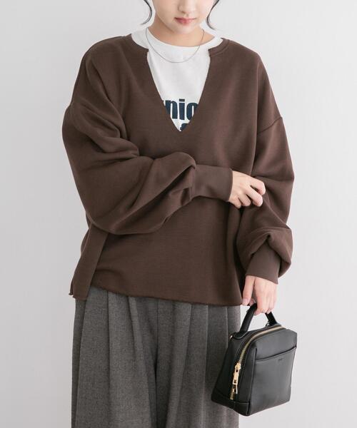 ITEMS URBANRESEARCH(アイテムズ アーバンリサーチ)の「キーネックスウェット(スウェット・レディース・ホワイト系その他/ブラウン/ピンク・FREE)」の2枚目の写真