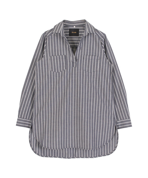 titivate（ティティベイト）の「ｽｷｯﾊﾟｰﾛﾝｸﾞｼｬﾂ（シャツ/ブラウス・レディース・ブルー系その他/オフホワイト/ホワイト系その他・M）」の3枚目の写真