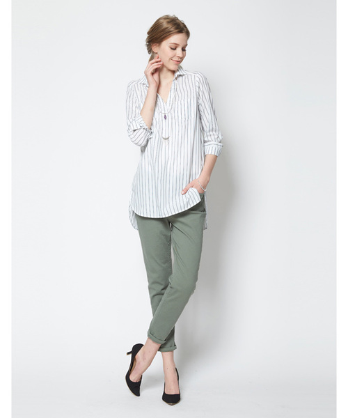 titivate（ティティベイト）の「ｽｷｯﾊﾟｰﾛﾝｸﾞｼｬﾂ（シャツ/ブラウス・レディース・ブルー系その他/オフホワイト/ホワイト系その他・M）」の12枚目の写真