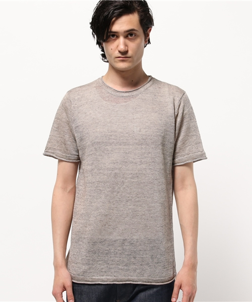 BEAMS（ビームス）の「BEAMS / フランダースリネン ショートスリーブ（ニット/セーター・メンズ・ネイビー/ベージュ/ブラック・LARGE/MEDIUM/SMALL）」の2枚目の写真