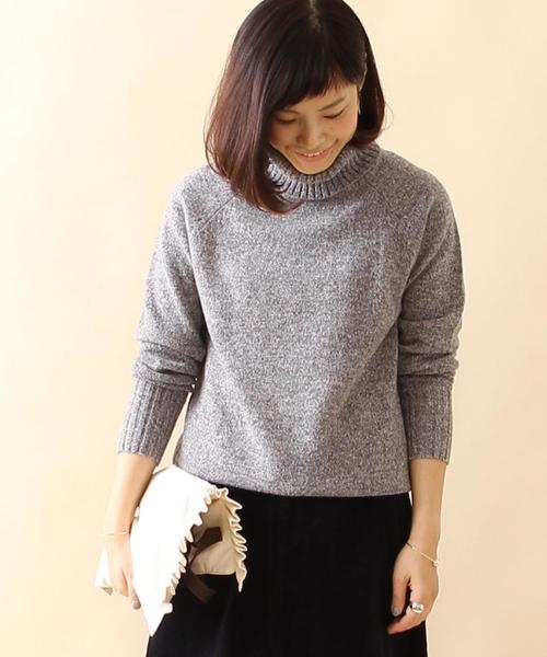 coen（コーエン）の「ラムナイロンタートルネックニット（ニット/セーター・レディース・グレー/キャメル・LARGE/MEDIUM）」の2枚目の写真