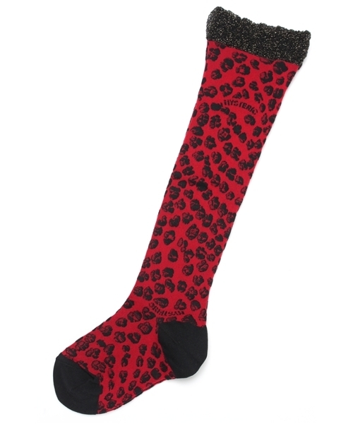 HYSTERIC MINI（ヒステリックミニ）の「Leopard柄 ニーハイソックス（ソックス/靴下・キッズ・グリーン/パープル/ピンク/レッド・13/16/19/22）」の4枚目の写真