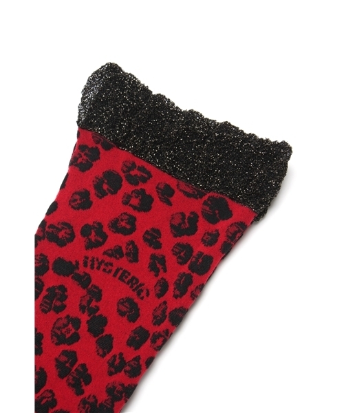 HYSTERIC MINI（ヒステリックミニ）の「Leopard柄 ニーハイソックス（ソックス/靴下・キッズ・グリーン/パープル/ピンク/レッド・13/16/19/22）」の6枚目の写真