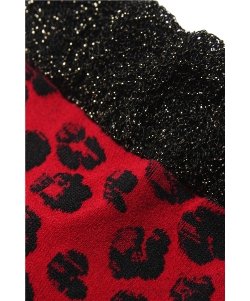 HYSTERIC MINI（ヒステリックミニ）の「Leopard柄 ニーハイソックス（ソックス/靴下・キッズ・グリーン/パープル/ピンク/レッド・13/16/19/22）」の5枚目の写真