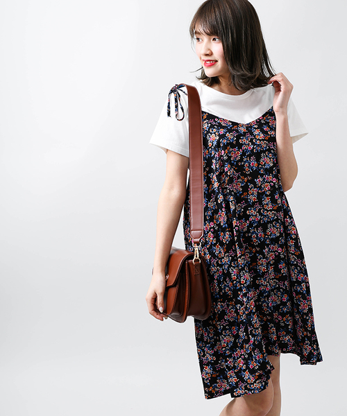 WEGO（ウィゴー）の「WEGO/【2点セット】Tシャツ付きキャミワンピース（ワンピース・レディース・ブラック/その他2/その他1/ブラック系その他/オフホワイト/その他3・FREE）」の4枚目の写真