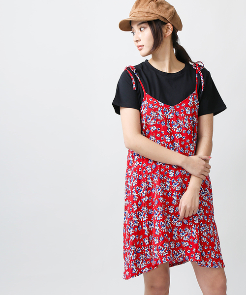 WEGO（ウィゴー）の「WEGO/【2点セット】Tシャツ付きキャミワンピース（ワンピース・レディース・ブラック/その他2/その他1/ブラック系その他/オフホワイト/その他3・FREE）」の5枚目の写真