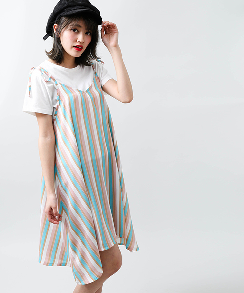 WEGO（ウィゴー）の「WEGO/【2点セット】Tシャツ付きキャミワンピース（ワンピース・レディース・ブラック/その他2/その他1/ブラック系その他/オフホワイト/その他3・FREE）」の6枚目の写真