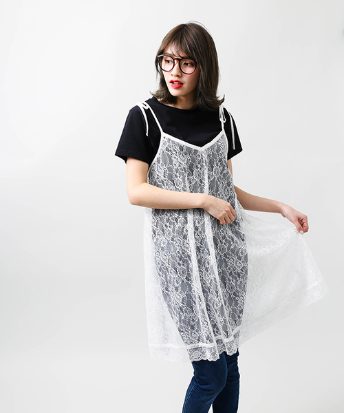 WEGO（ウィゴー）の「WEGO/【2点セット】Tシャツ付きキャミワンピース（ワンピース・レディース・ブラック/その他2/その他1/ブラック系その他/オフホワイト/その他3・FREE）」の16枚目の写真